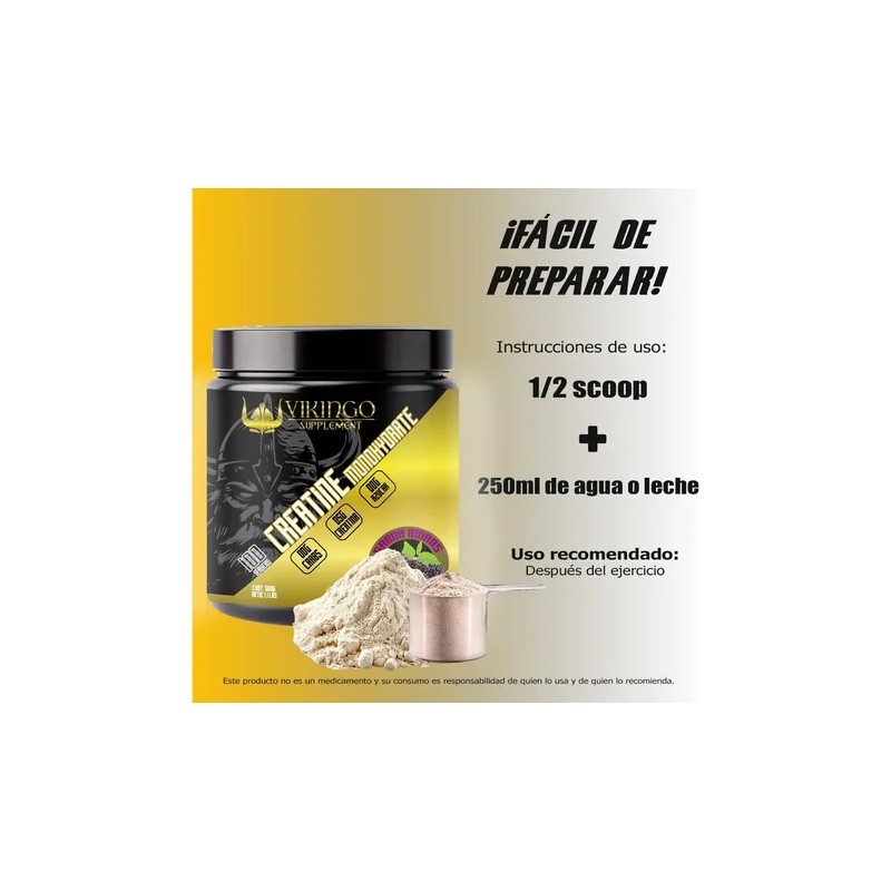 Creatina Monoidratada Polvo Vikingo 500g Varios Sabores