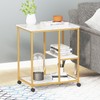sogesfurniture Gold Bar Cart with 2 Shelves, Wine Glass Bottle