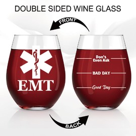 Perfectinsoy EMT Emergency Medical Technicians Wine Glass, Funny Stemless Wine Glass Gifts for EMT, EMT Gifts for Women Men, Birthday Gifts for Emergency Medical ER, Nurses Week Gifts for EMT