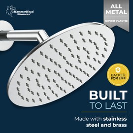 HammerHead Showers® ALL METAL 8 Inch Rainfall Shower Head – CHROME - Shower Head Rainfall - 2.5 GPM High Flow Shower Head Optimized for Pressure – Large Round Rain Shower Heads | HammerHead Showers