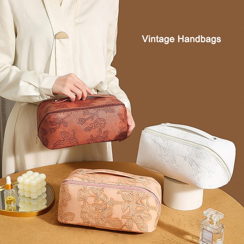 Travel Makeup Bags Cosmetic Organizer Bag,Large Capacity PU Leather Toiletry