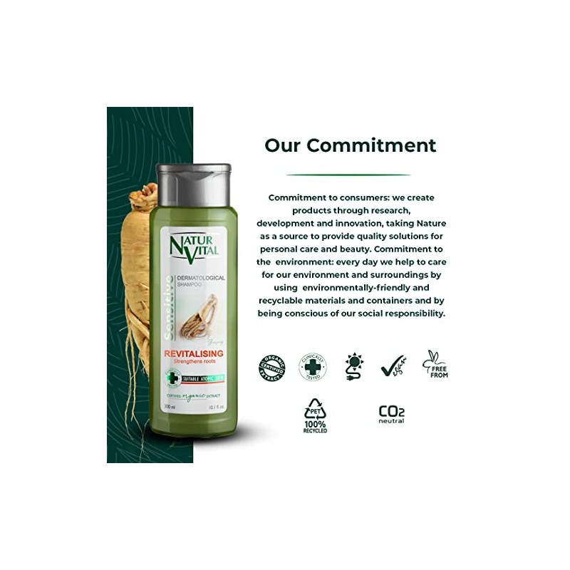 Hair Shampoo Ginseng - Revitalizing - 300 Ml / Natural