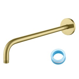 SWHYGER Stainless Steel Shower Head Extension Arm Wall Mounted Rainfall Shower Tube Bathroom Hardwares Accessories 16 Inch Brushed Gold,SW-RD91018-16BG.