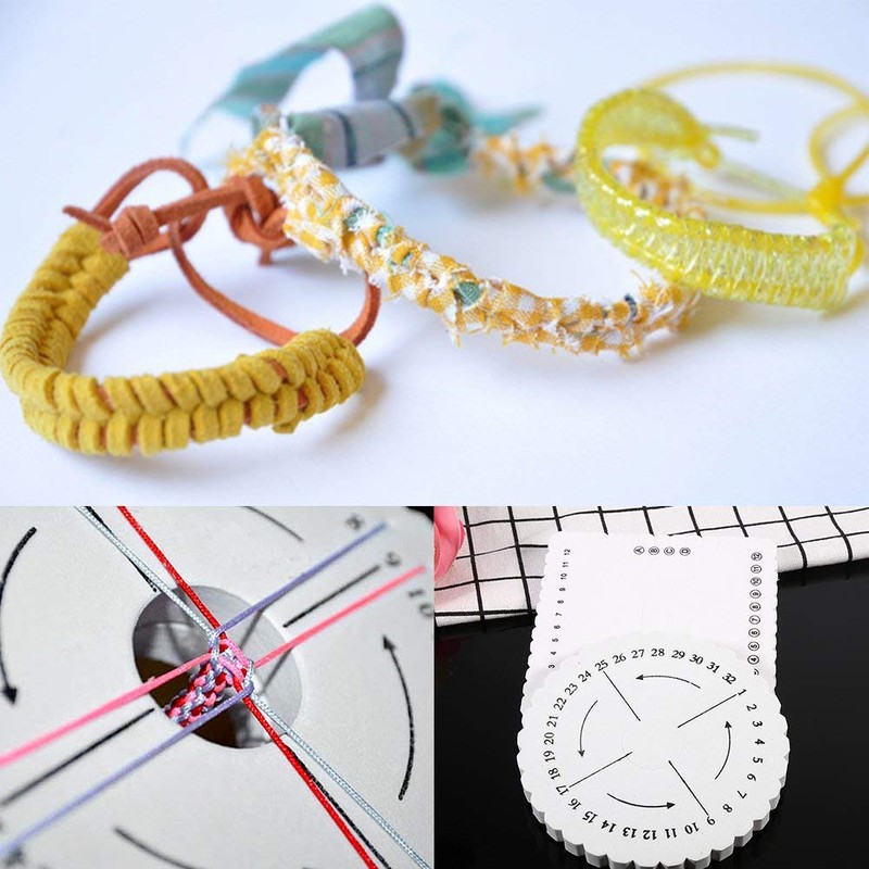 2pcs Kumihimo Disk Macrame Braided Cord String Bracelet Handmade Weaving