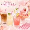 100 Pcs Heart Shaped Pink Straws, Individually Wrapped Disposable Plastic