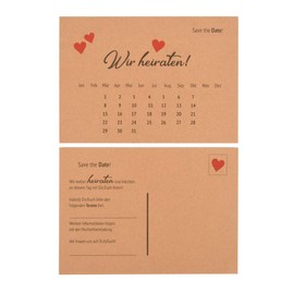 ewtshop® Wedding Invitation Cards Save the Date 10.5 x 14.8 cm Wedding Cards Made of High-Quality Kraft Paper Vintage Postcards