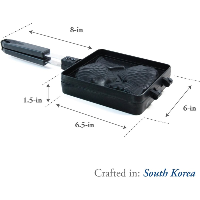 Made in Korea COOKKING Taiyaki Fish-Shaped Pancake Double Pan (붕어빵