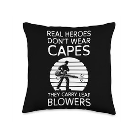 Real Heroes Dont Wear Capes Autumn Leaf Blower Throw Pillow