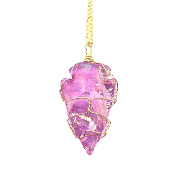 EDEN'S CALL Titanium Coated Lucky Arrow Crystal Stone Pendant Necklace