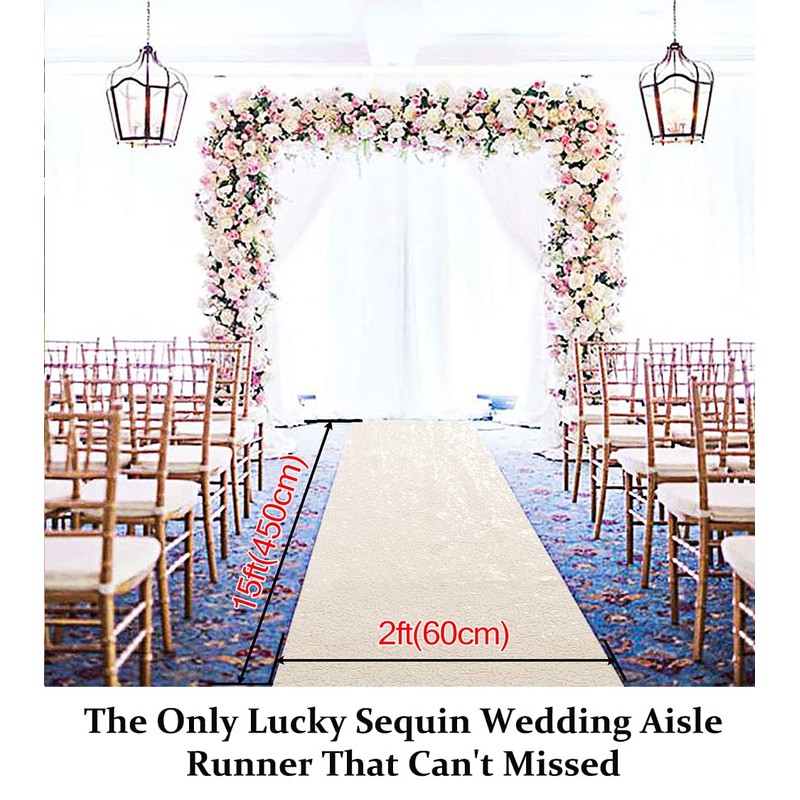 DUOBAO Aisle Runner for Wedding 15FTx2FT Sequins Indoor Outdoor Ceremonies