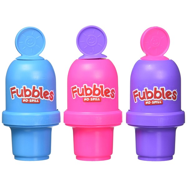 Little Kids Fubbles No Spill Bubble Tumbler Mini 3 Pack Party Favor Set, Includes 2oz of bubble solution and a wand per bottle (assorted colors)