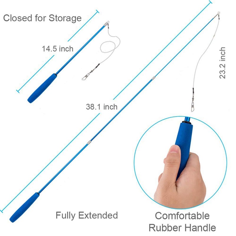 Retractable Cat Wand, Interactive Catcher Teaser Cat Toy 3-Section Teaser