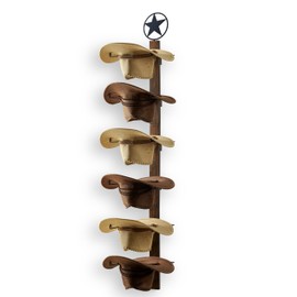 P-ALADIN Cowboy Hat Holder, Cowboy Hat Rack for Wall, 6-Piece Wall-Mount Western Hat Organizer with Wooden Board – Storage Hat Holder Organizer