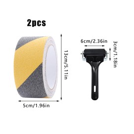 MytaYt Non-Slip Strips, 2 Rolls of 50 mm x 10 m, Non-Slip Tape, Black/Yellow, Non-Slip Tape, High Traction, Barrier Tape for Indoor and Outdoor Use