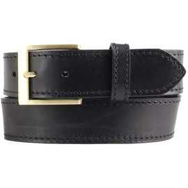 BELTINGER High-quality denim belt made of full cowhide leather with stitching 4 cm, leather belt with golden belt buckle 40 mm, Black, Gold, 80 cm (Gesamtlänge 95 cm)