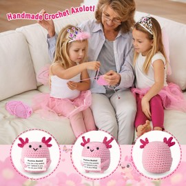 ddLUCK Funny Easter Basket Essentials Stuffers, Mom Gifts, Mini Positive Crochet Axolotl Decor, Appreciation Gift for Women Men Grandma Friends Teacher Coworker Employee Boss