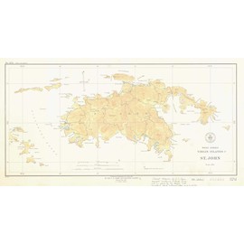 HullSpeed Designs St. John, US Virgin Islands 1934 - Vintage Map Reproduction - Nautical Decor - Wall Art (24"x36")