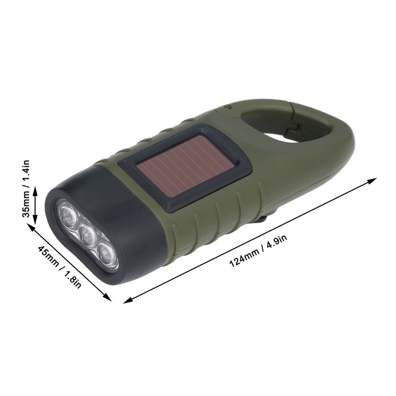 Solar Hand Crank Flashlight Emergency LED Portable Torch for Climbing