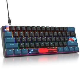 surmen 60% Mechanical Gaming Keyboard with Linear Red Switch, Wired Mini Compact Keyboard 60 Percent Backlit for Laptop Desktop PC Gamers（61 Monster B-Rainbow）