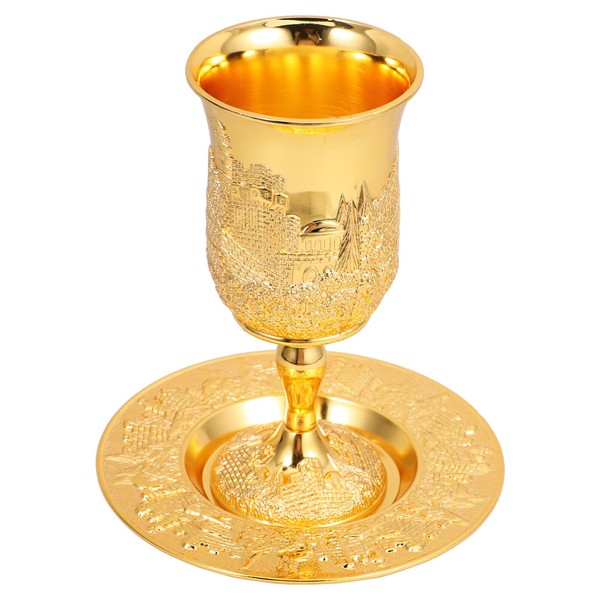 Luxshiny Judaica Elegant Metal Kiddush Cup - Classic Footed Kiddush