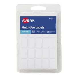 Avery Removable Labels, Rectangular, 0.5 x 0.75 Inches, White, Pack of 525 (6737)