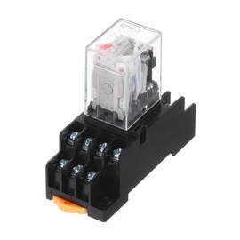 MECCANIXITY 1 Set AC110V Electromagnetic Power Relay 14-Pin AC/DC DPDT 4NO+4NC Relay Coil with Socket Base for Industrial, Home Appliances and DIN Rail System with LED Indicator