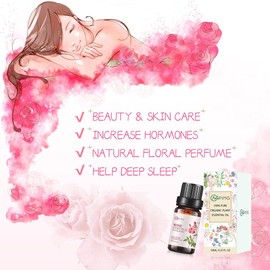 Rose & Sandalwood Essential Oils - 100% Pure Organic Natural Plant Oils for Diffuser, Aromatherapy, Spa, Massage, Yoga, Perfume, Body - 2x10ML