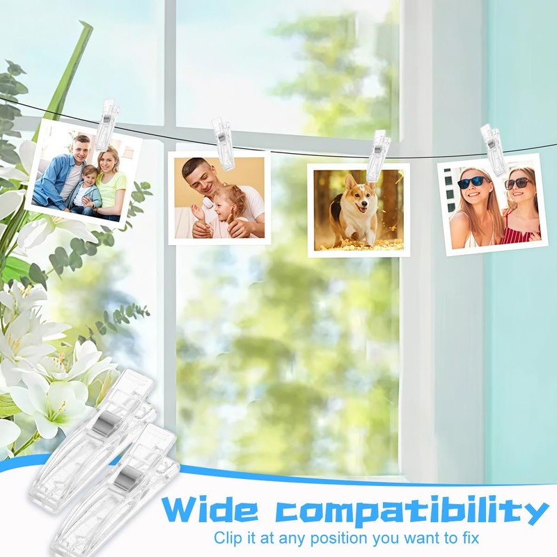 24Pcs Clear Plastic Pleated Paper Blinds Clips, Temporary Window Blinds
