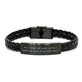 Hot and Tough Tattooed Mail Carrier Interlaced Leather Charm, Valentine's Unique Gifts for Mail Carrier, Men, Women, Friends, or Coworkers, Funny Quote, 7.87 inches Long, Durable and Versatile