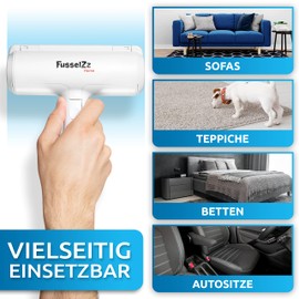 FusselZz® Home Premium Lint Roller Pink Pet Hair - Self-Cleaning Pet Hair Remover for Cat Hair & Dog Hair Removal, Reusable Cat Hair Remover on Sofa, Carpet & Bed