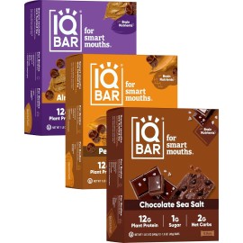 IQBAR Chocolate Lovers Variety, Low Carb Vegan Protein Bars, 36 Count