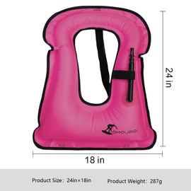 Inflatable Snorkel Vest Adults, Swim Vest Jackets for Women/Men,Snorkeling Jackets for Kayaking, Paddle Boarding, Fishing, Surfing, Snorkel, Watersports, Rafting (Pink)