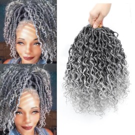Molleas Goddess Locs Crochet Hair 10inch,9 Pakcs Soft Locs Crochet Hair,Faux Locs Crochet Hair for Black Women,Soft Locs With Curly Ends Pre Looped Crochet Braids(10inch(pack of 9),Tgrey)
