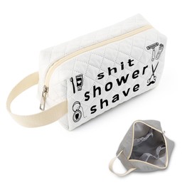 SuoSycorax Toiletry Organizer Printed Quilted Makeup Pouch for Women - Velvety Polyester Cosmetic Organizer w/Triple Compartments, Travel & Makeup Brush Holder