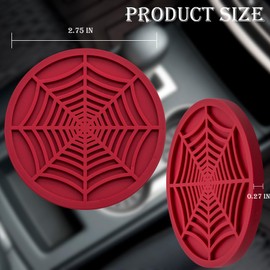 MEAJOO 4PCS Car Cup Holder Coasters, 2.75 Inch Universal Non-Slip Insert Water Bottle Holder Pads, Car Interior Accessories Sets (Red)