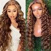 DULOVE Highlight Ombre Deep Wave Lace Front Wigs Human Hair