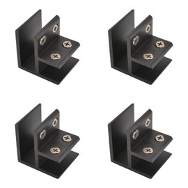 INCREWAY Glass Clamp 4 Pieces Adjustable 90 Degree Glass Brackets Aluminum Alloy Glass Shelf Support Glass Holder Connector for 14-16mm Thick Glass, Black