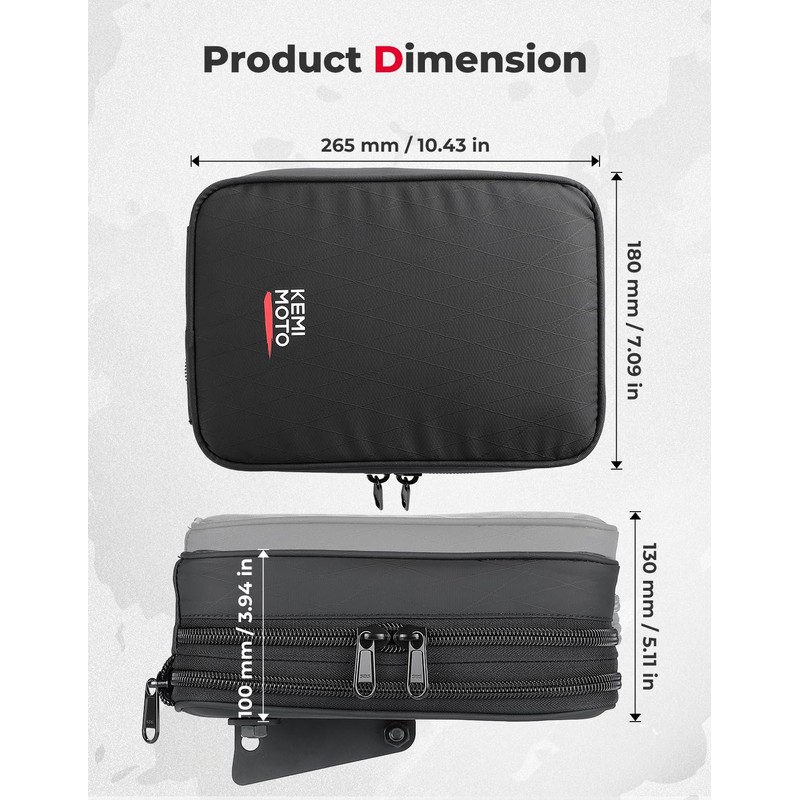 KEMIMOTO UTV Armrest Safe Console Storage Bag High-Density PU Durable