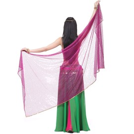 210x95cm 12 Color Highlights Shinning Spot Hand Scarf Belly Dance Sequined Scarf Belly Dance Yarn (Rose)
