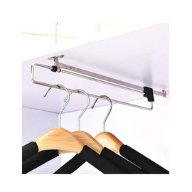 Autuwintor Pull-Out Closet Garment Valet Rod 10-Inches with Screws Telescopic Top-Mounted Closet Valet Rod Slide Out Quantity-2pcs