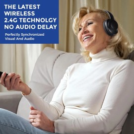 ROSIDA Wireless Headphones for TV Watching with Transmitter, Black