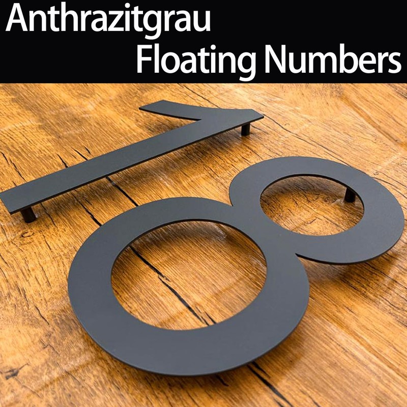 Meision House Number Anthracite Stainless Steel House Number RAL 7016