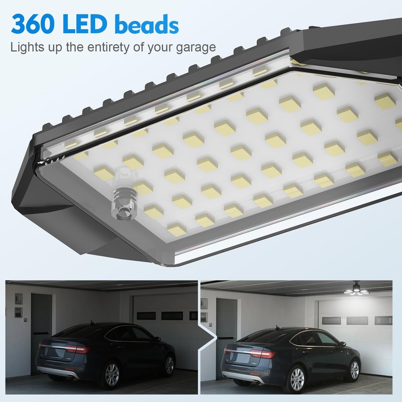 TANBABY Garage Lights, 250W Deformable Ceiling LED Shop Lights, 20000LM