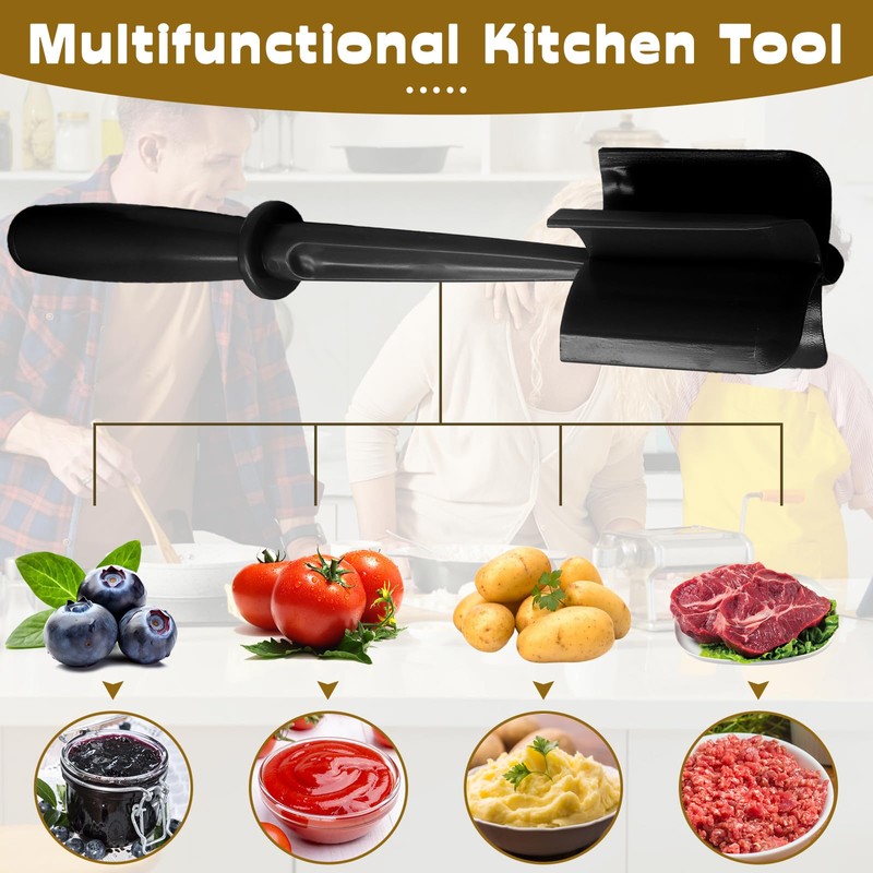 Auvotuis Meat Masher, 5 Curve Blade Hamburger Chopper, Heat Resistant