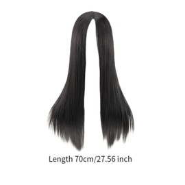 Harilla Long Straight Black Hair Wig 70cm Hair Accessory Elegant Chic for Women Synthetic Hair Wig for Shopping Dating Wedding Party