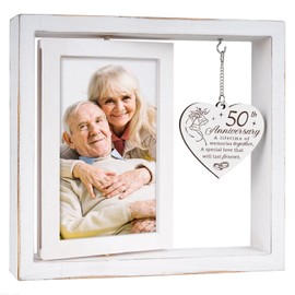 Apjielop Happy 50th Anniversary Picture Frame Gifts - 50th Wedding Anniversary Unique Gifts for Couples Parents Grandparents, Golden Anniversary Picture Frame 4 * 6 Photo