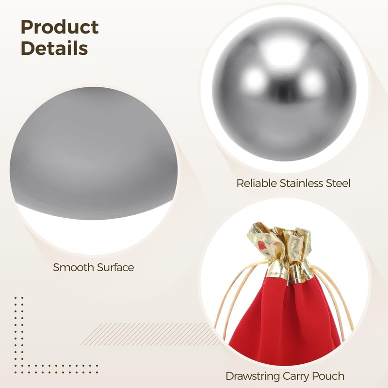 2 PCS Stainless Steel Hand Exercise Balls, 2.2 in Grip