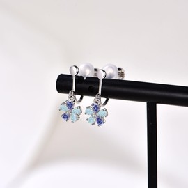 Free Bird Cherry Blossom Earrings, Women's, Popular, White Cherry Blossoms, Swaying, Hypoallergenic 925 Silver, Non-Hole Earrings, Zirconia, For Women, Birthdays, Anniversaries