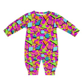AuHomea Retro 80s Vintage 90s Newborn Baby Romper Clothing Cute Infant Long Sleeve Clothes Jumpsuit Playsuit One Piece Outfit for 12-18M Boy Girl