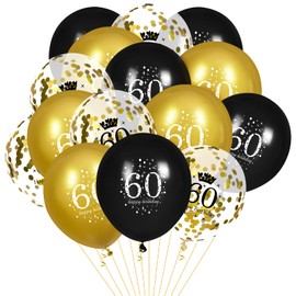 60th Birthday Balloons for Men, 15 Pcs Black Gold Happy 60th Birthday Balloons, Black Gold 60th Birthday Party Decorations Balloons for Men Women 60th Birthday Decor